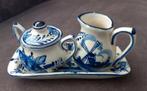 Vintage delfts blauw melk en suiker stel op schaal., Ophalen of Verzenden