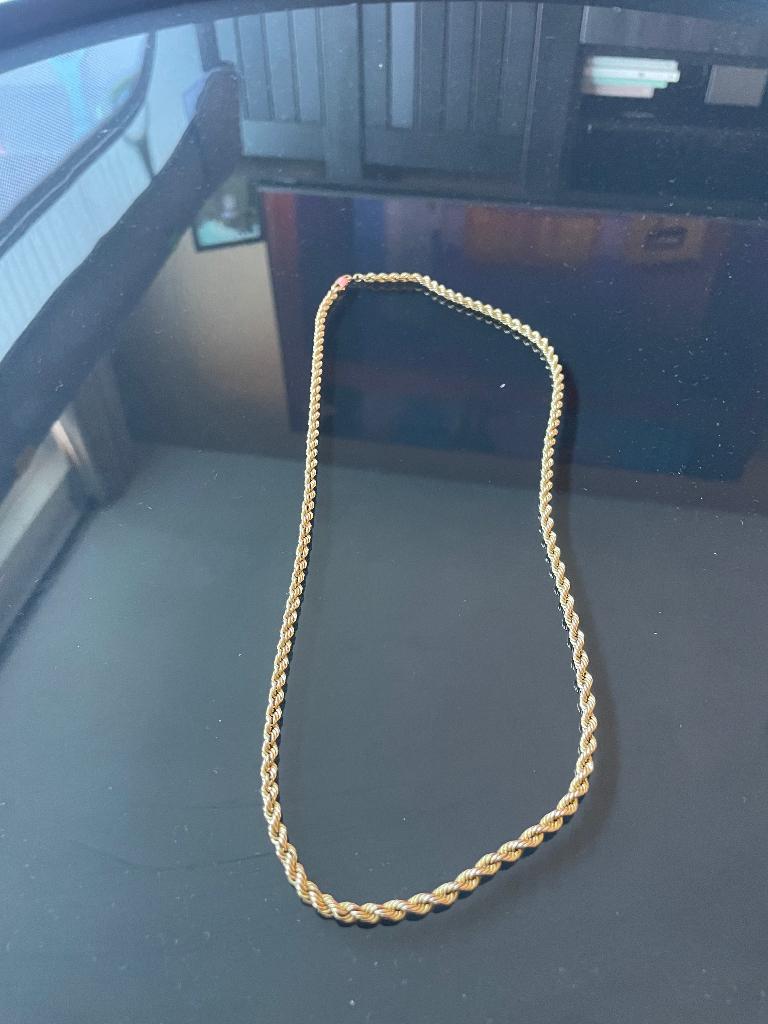 14K/585 gouden rope ketting 62cm 13gram, Sieraden, Tassen en Uiterlijk, Kettingen, Ophalen of Verzenden, Zo goed als nieuw, Goud