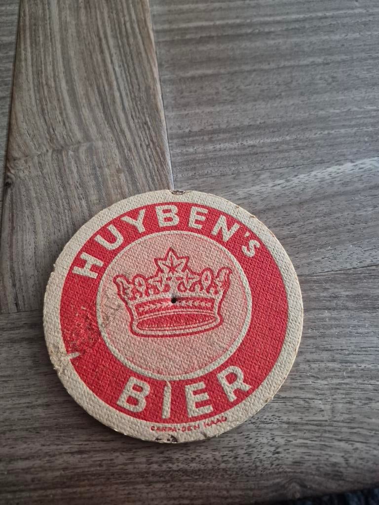 Vintage bierviltje Huyben's Bier - Zeldzaam verzamelobject, Ophalen of Verzenden, Gebruikt, Viltje(s), Overige merken
