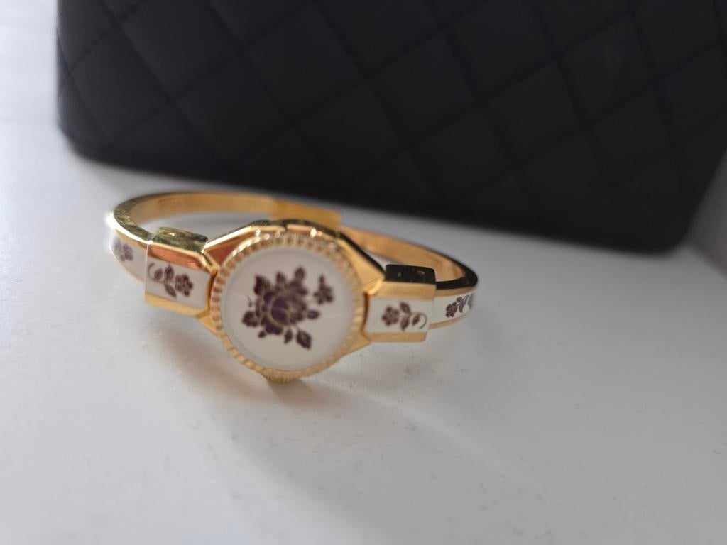 vintage peek-a-boo zwitsers horloge Andre mouche, Ophalen of Verzenden, Goud, Goud, Dame