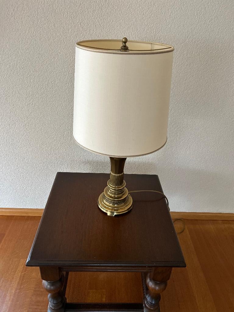 Staande schemerlamp messing, Ophalen, Gebruikt, Retro / Vintage, Stof