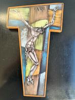 Oud opaline Kruisbeeld 19/32.5 cm, Ophalen of Verzenden, Zo goed als nieuw, Kaart of Prent