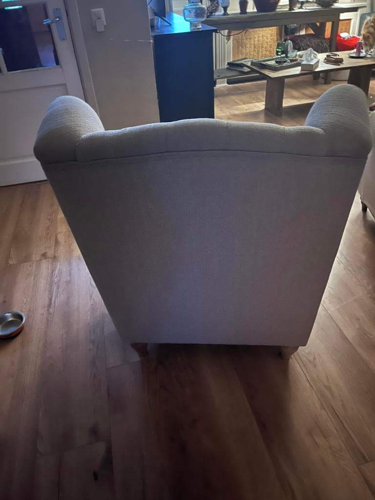 Oor fauteuil met stoelhoezen, Gebruikt, Eenpersoons, 75 tot 100 cm, Ophalen of Verzenden