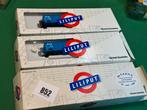 852- Lilliput 3x blauwe bakwagen NS limited edition 1988, Gelijkstroom, Wagon, Ophalen of Verzenden, Liliput