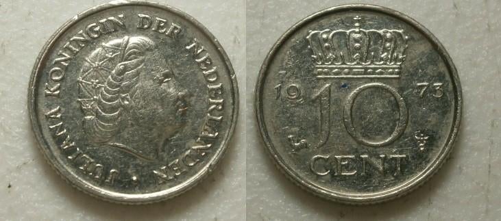PD02598 Juliana 10 cent 1973, Postzegels en Munten, Munten | Nederland, Ophalen of Verzenden, Koningin Juliana, 10 cent
