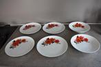 Arzberg borden 6 x met rode grote bloemen art deco vintage, Ophalen of Verzenden