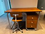 Vintage industrieel bureau en stoel Bauhaus. Eyecatcher!, Ophalen, Gebruikt, Bureau