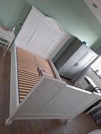 Frans Antiek Twijfelaar Bed 140x200 - Stevig en Degelijk, Huis en Inrichting, Slaapkamer | Bedden, Gebruikt, Wit, 140 cm, Twijfelaar