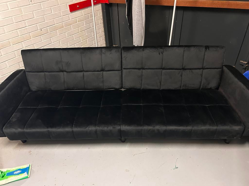 VIDAXL bank. Zwart velvet. GRATIS OPHALEN, Huis en Inrichting, Slaapkamer | Slaapbanken, Ophalen, Gebruikt, Zwart, Tweepersoons