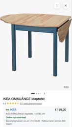 IKEA OMMJÄNGE klaptafel, grenen/gelazuurd blauw, 134x82 cm, 100 tot 150 cm, Zo goed als nieuw, Vier personen, Grenenhout
