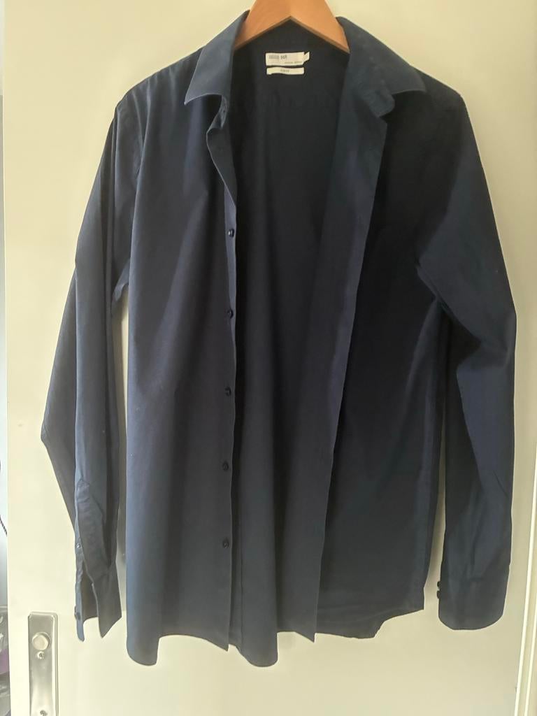 Sissy Boy Slim Fit Overhemd Donkerblauw Maat L, Ophalen of Verzenden, Zo goed als nieuw, Blauw, Halswijdte 41/42 (L)