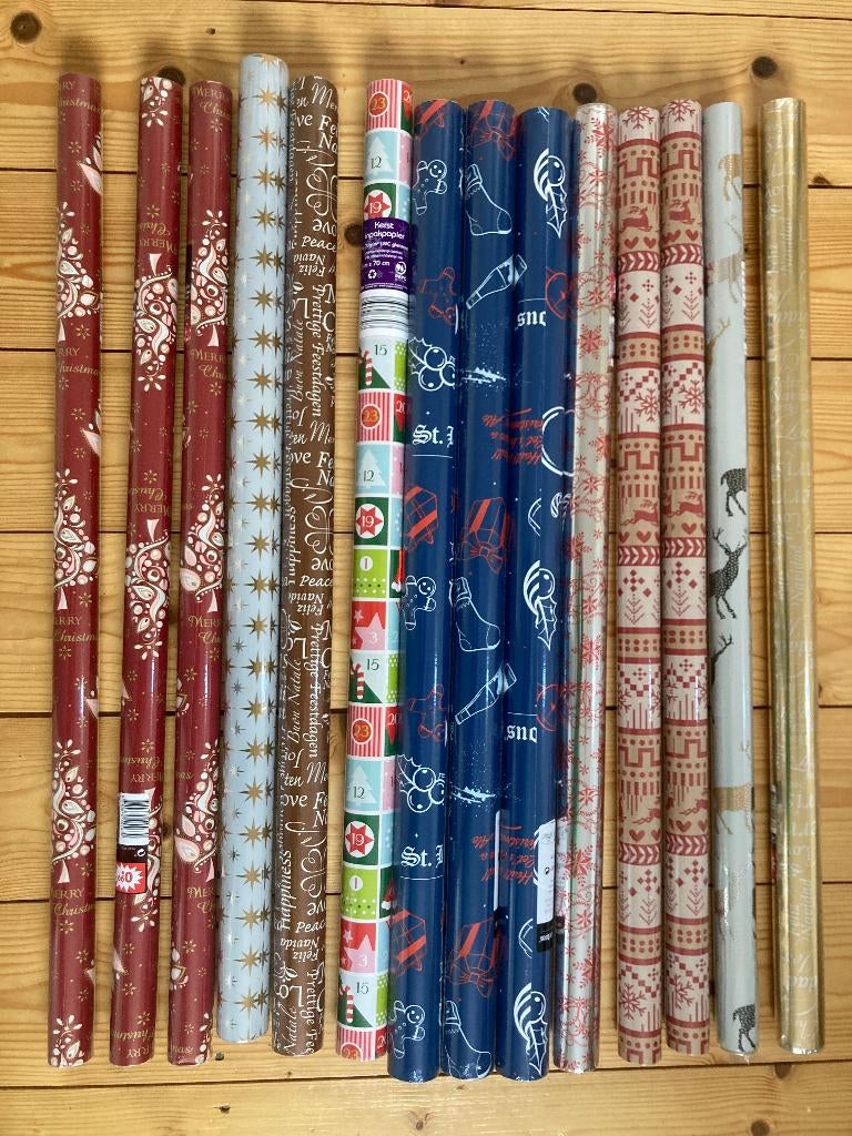 14 rollen kerstcadeaupapier kerst inpakpapier cadeaupapier, Ophalen of Verzenden, Nieuw