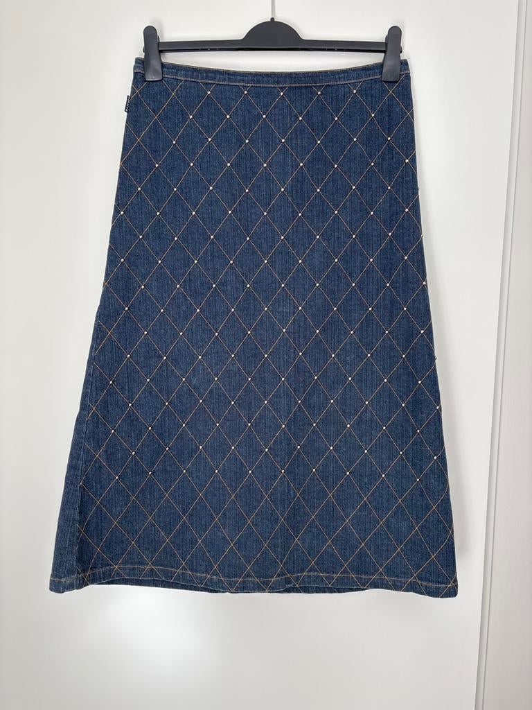 Watcher spijkerrok met ruitpatroon - Maat L, Kleding | Dames, Rokken, Blauw, Maat 42/44 (L), Ophalen of Verzenden, Zo goed als nieuw