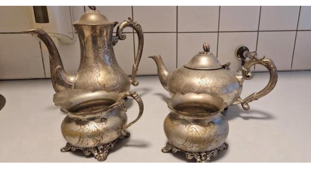 Antieke gemerkt set van thee en koffie suiker en melk pot, Verzenden