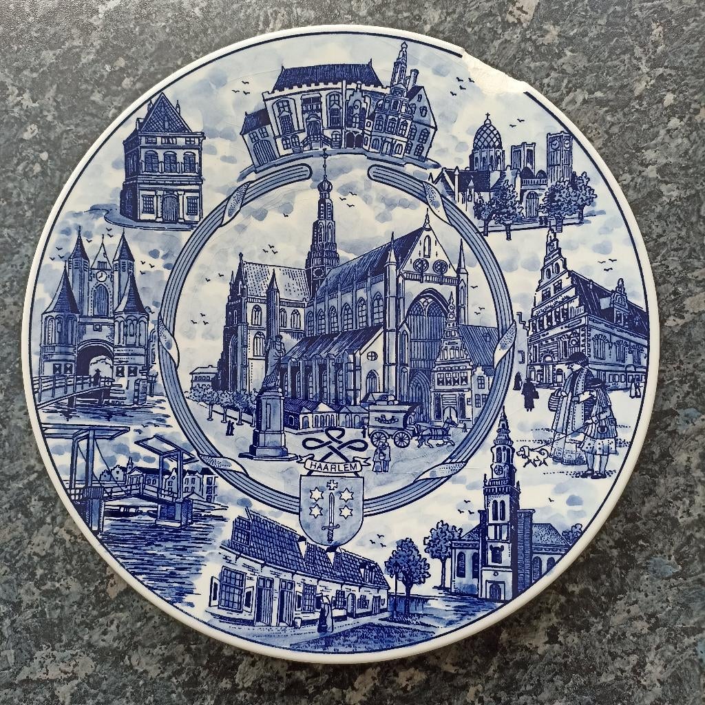 Delfs Blauw Wandbord Haarlem - Serie No 3, 1979, Ophalen