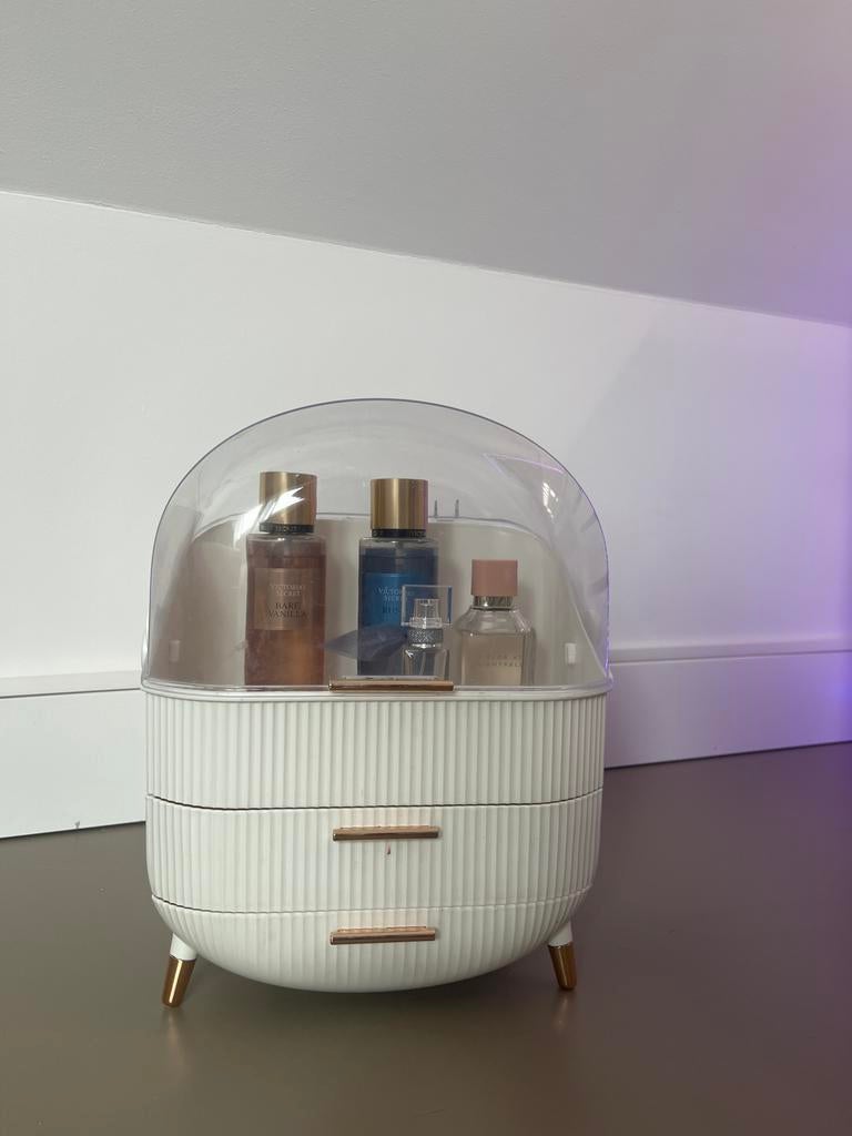 Mooie parfum houder met twee lades, Ophalen of Verzenden, Gebruikt, Wit, Toebehoren