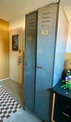 Vintage lockerkast grijs / okergeel, Ophalen, Gebruikt, Vintage, industrieel