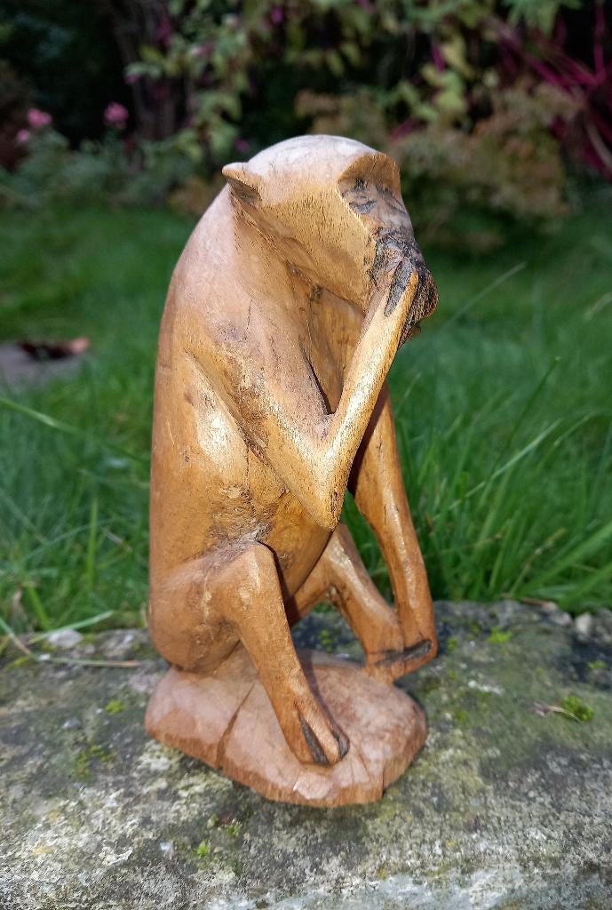 Houtsnijwerk beeld van een aap, Ophalen of Verzenden, Hout, Houtsnijwerk