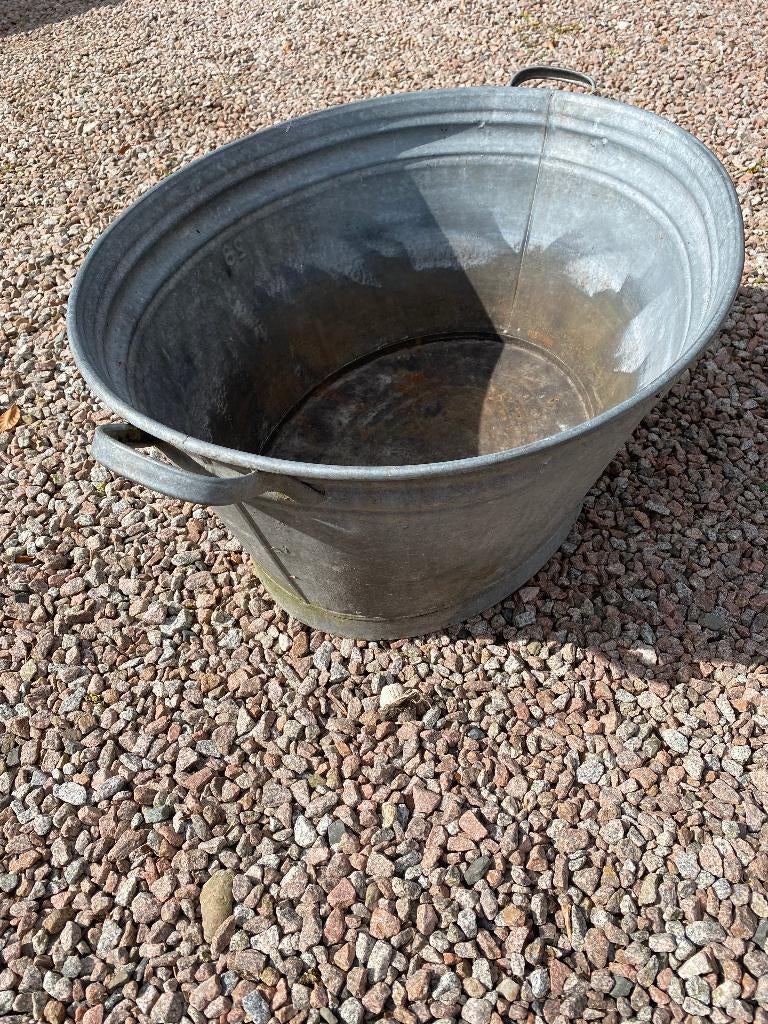 Grote oude zinken teil / wastobbe -  brocante, vintage, Ophalen