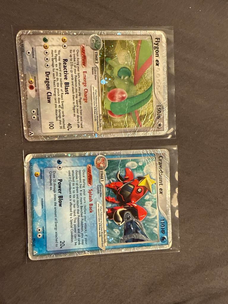 Flygon ex 87/92 & Crawdaunt ex 99/110 Pokémon kaarten, Ophalen of Verzenden, Gebruikt, Meerdere kaarten, Foil