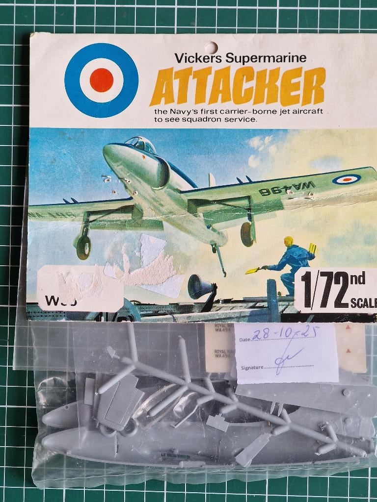 Vickers Supermarine Attacker 1/72 FROG, Overige merken, 1:72 tot 1:144, Nieuw, Ophalen of Verzenden