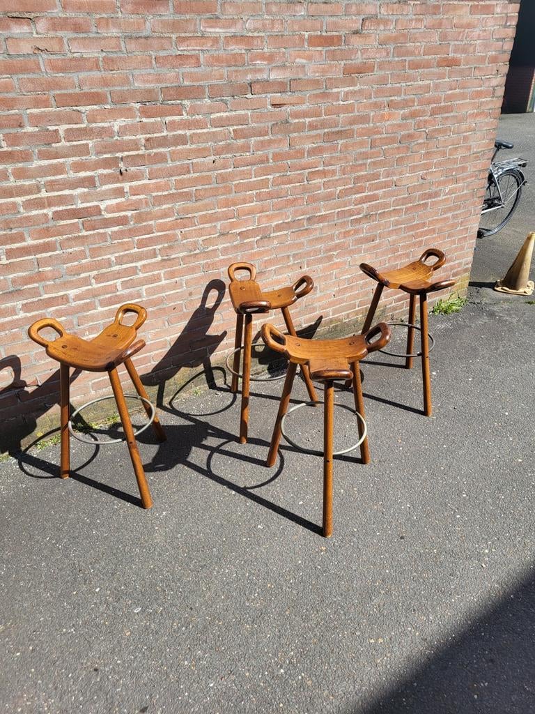 Vintage Marbella barkruk by Sergio Rodrigues for Conoform, 1 kruk, Ophalen of Verzenden, Zo goed als nieuw, 60 tot 90 cm