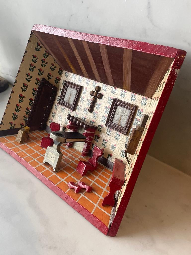 Antieke én unieke 3D poppenhuis miniatuur diorama, Ophalen of Verzenden