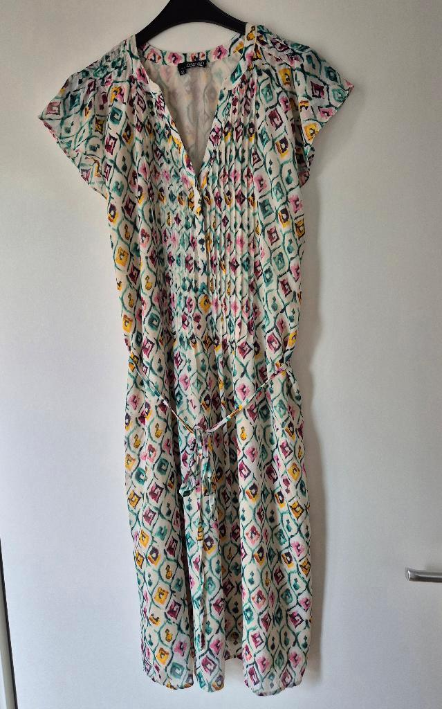 Norah jurk korte mouw Maat 40 (38? = zie maten), Kleding | Dames, Jurken, Zo goed als nieuw, Maat 38/40 (M), Overige kleuren, Onder de knie