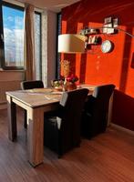 Set van 4 zwarte HACO eetkamerstoelen, Huis en Inrichting, Gebruikt, Zwart, Ophalen of Verzenden, Vier