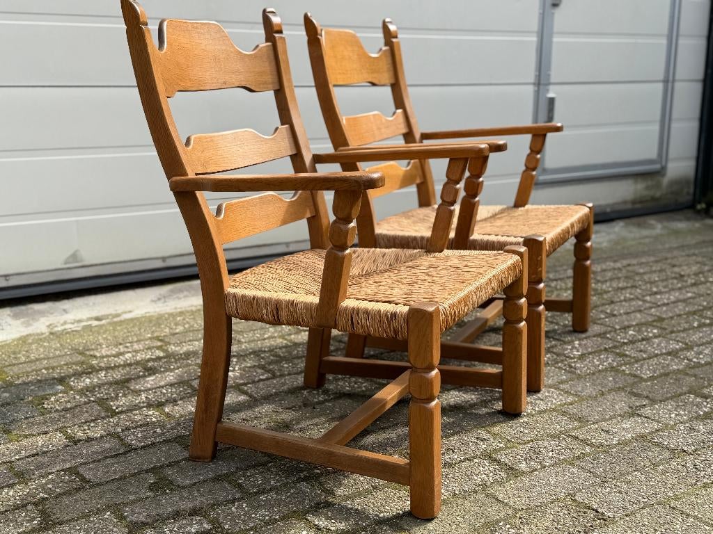 Kjaernulf stijl Eiken Fauteuils Vintage Design Jaren 70, Ophalen, Gebruikt, Retro Vitra Eames Cassina Wegner Getama De Puydt Brutalistisch