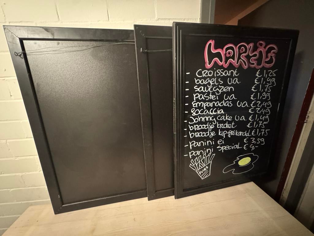 Grote horeca krijtborden wand – set – restaurant / café menu, Ophalen, Gebruikt