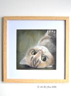 Kitten wil spelen.... Acrylverf op canvas in een mooie lijst, Minder dan 50 cm, Oorspronkelijke maker, Nieuw, Ophalen of Verzenden