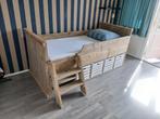 Steigerhouten bed 90x200 met lades, Huis en Inrichting, Slaapkamer | Bedden, 90 cm, Eenpersoons, Bruin, Steigerhout