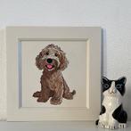 Schilderijtje van een schattige Labradoodle -handbeschilderd, Minder dan 50 cm, Nieuw, Ophalen of Verzenden, Schilderij
