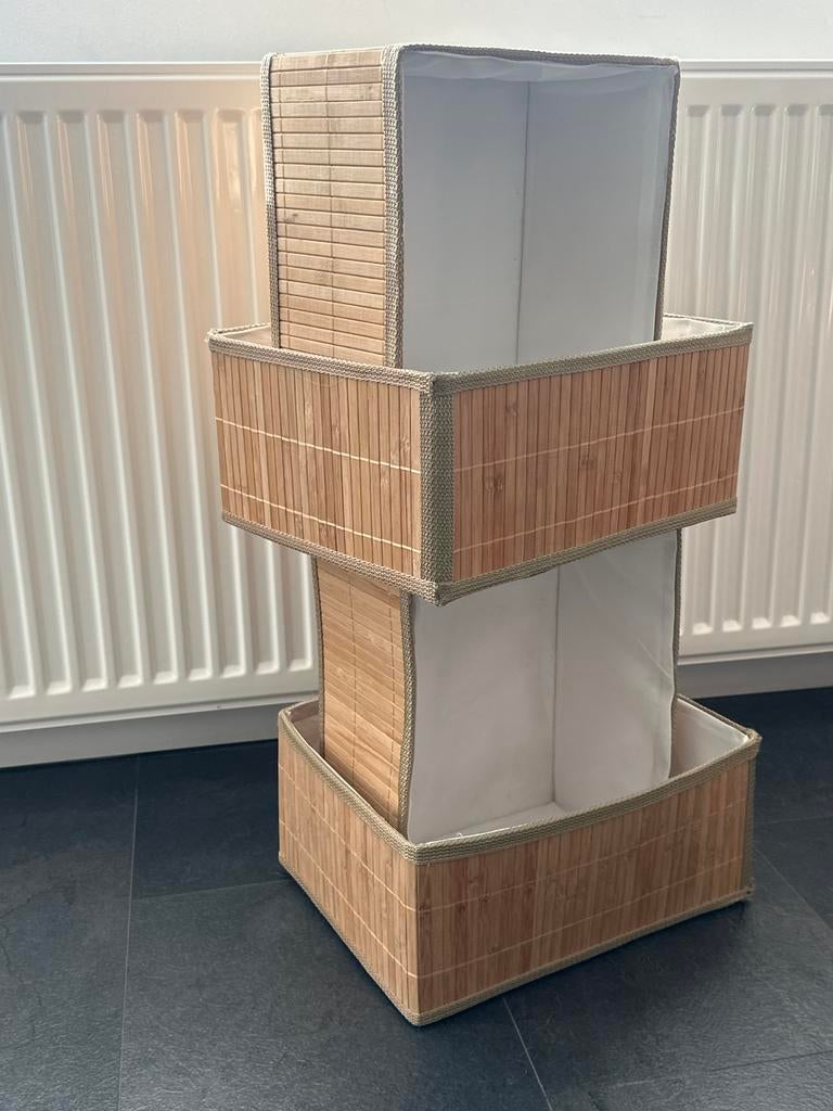 Bamboe opbergmanden set van 3 - Nieuwstaat, Mand, Nieuw, Ophalen of Verzenden, Rechthoekig