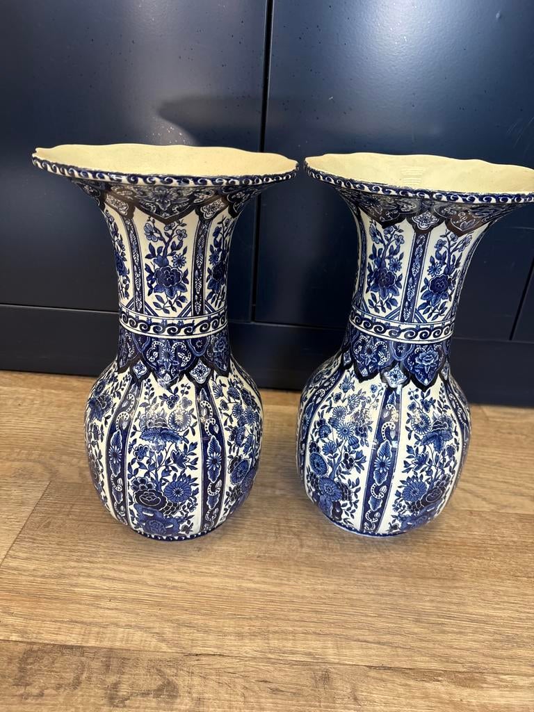 Prachtige set van 2 Delfts blauwe vazen van Boch, Ophalen of Verzenden