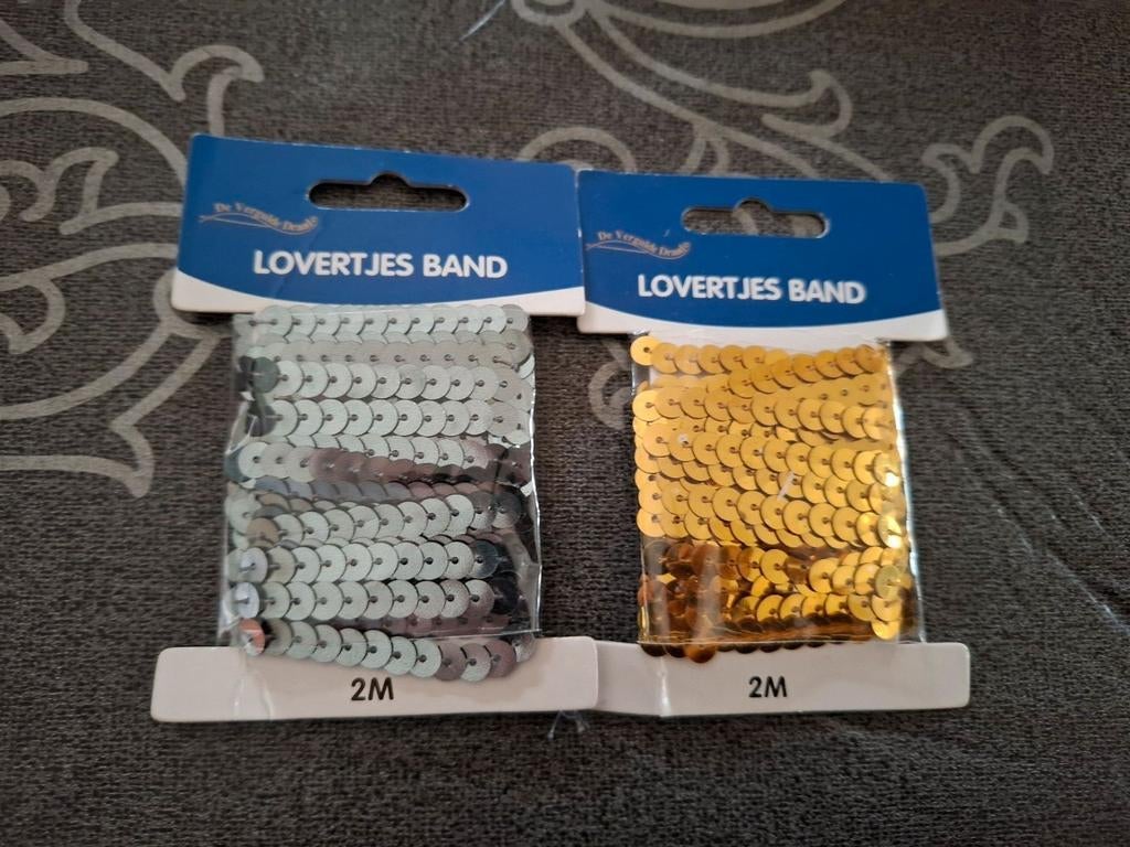 Pailletten band zilver,goud 2m - Paillet kleding accessoires, Ophalen, Nieuw, Lint, Band of Elastiek