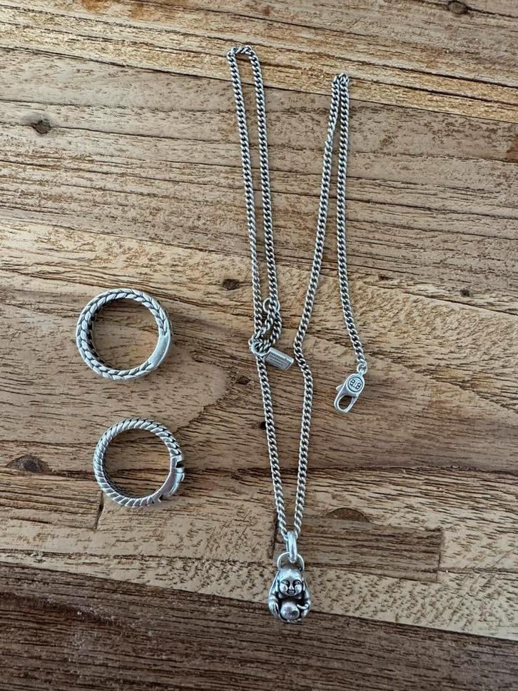 Buddha To Buddha - 925 silver - ringen en ketting + hanger, Sieraden, Tassen en Uiterlijk, Ringen, Gebruikt, Zilver, Ophalen of Verzenden