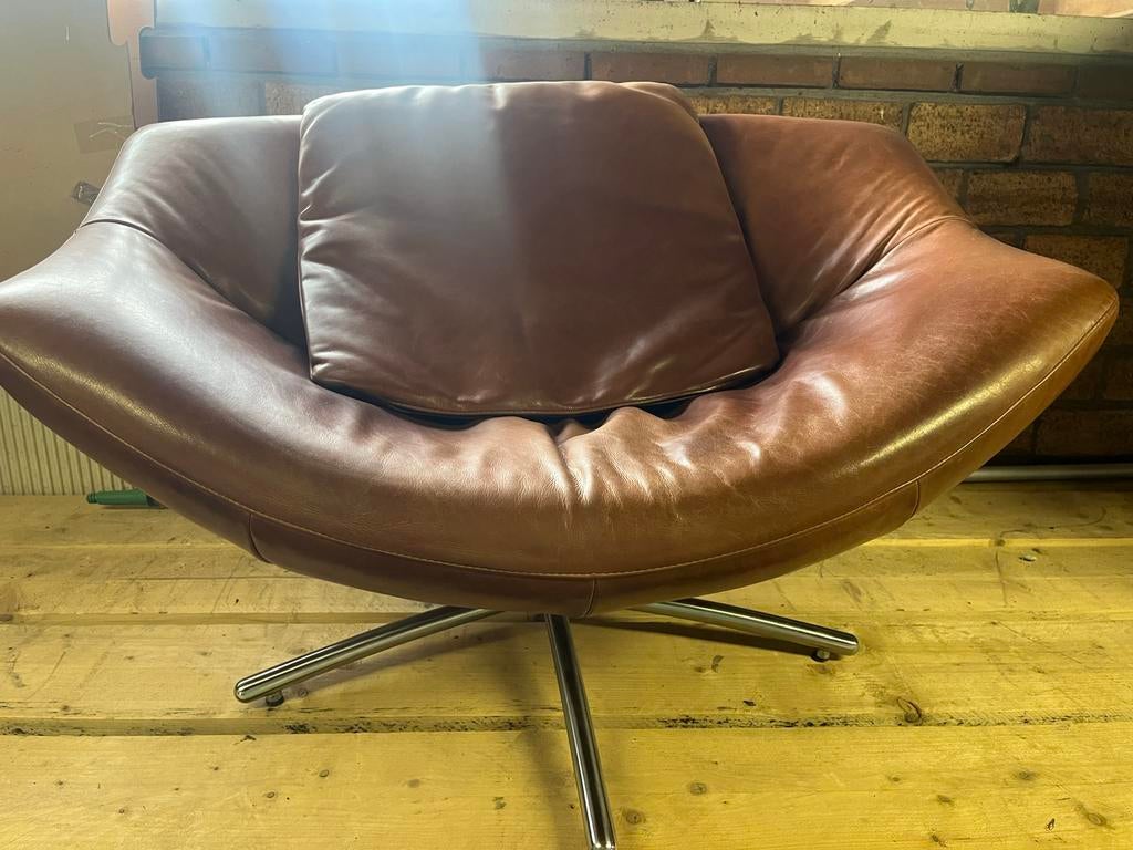 Gigi Label Gerard van den Berg draaifauteuil cognac, Ophalen, Gebruikt, Leer, 75 tot 100 cm