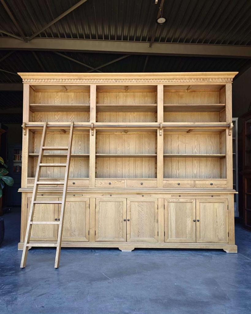 Grote eikenhouten bibliotheekkast | Boekenkast 300cm #9565, Niet ingevuld, 200 cm of meer, Niet ingevuld, Ophalen of Verzenden