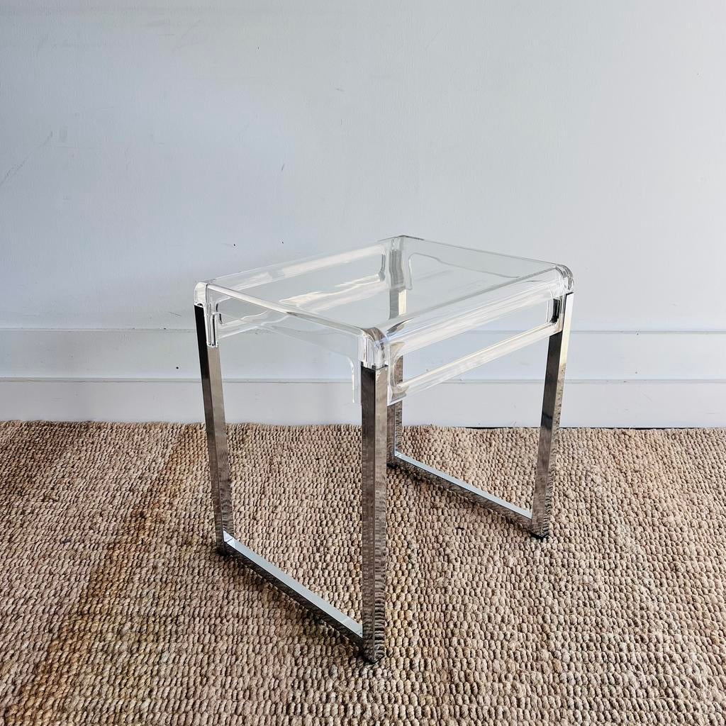 Plexiglas chroom bijzettafel Marc Berthier  Vintage, Ophalen of Verzenden