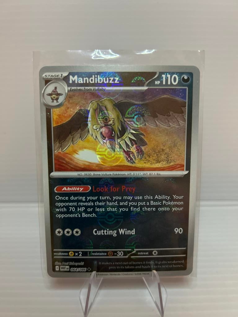Mandibuzz Pokeball 064/086 White Flare NM Pokémon Kaart, Ophalen of Verzenden, Zo goed als nieuw, Losse kaart, Foil