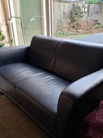 nette blauwe leren bank 2 persoons, Huis en Inrichting, Banken | Bankstellen, Ophalen, Gebruikt, 150 tot 200 cm, Tweepersoons