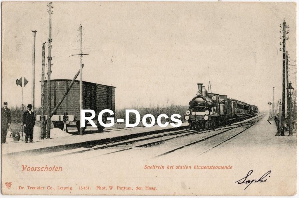 Ansichtkaart Briefkaart Trein Voorschoten Station 1902, Ophalen of Verzenden, Voor 1920, Gelopen, Zuid-Holland