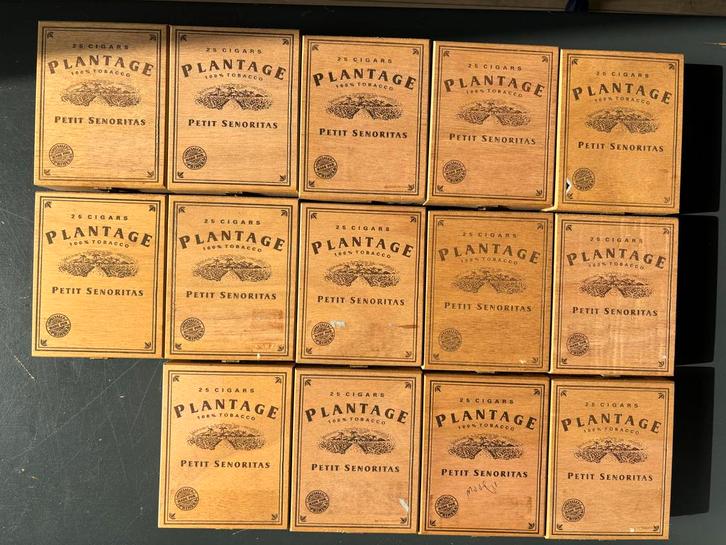 14 Vintage Plantage Sigarenkistjes - Petit Senoritas (leeg), Verzamelen, Overige Verzamelen, Gebruikt, Ophalen of Verzenden