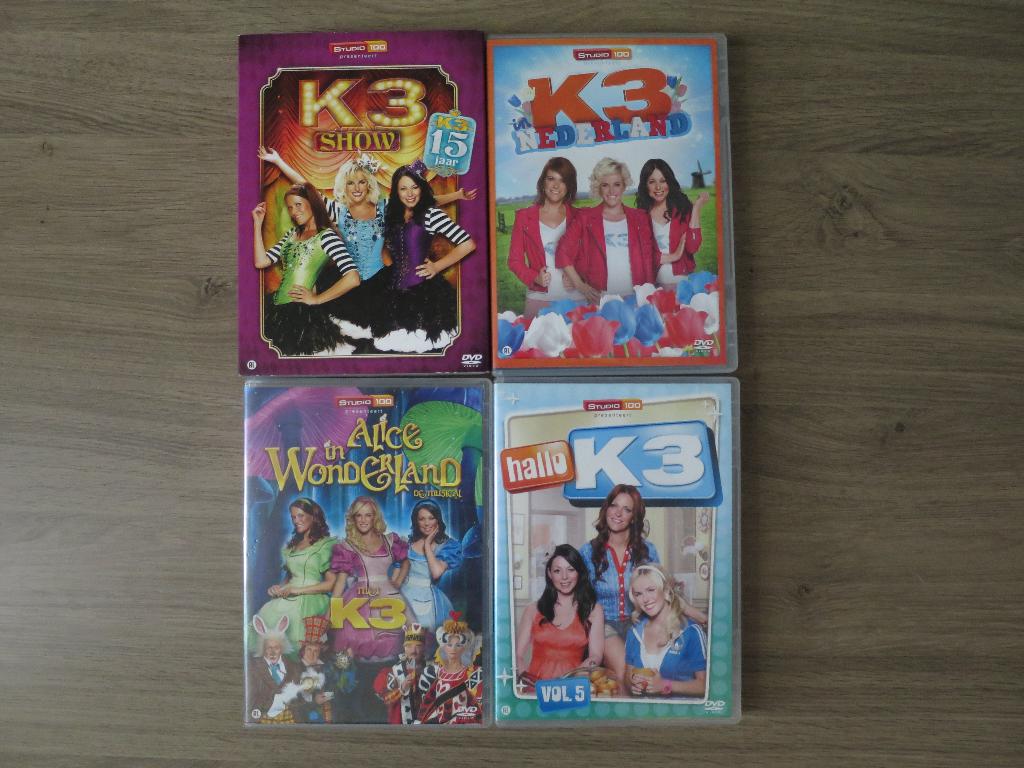 K3 DVD pakket - 4 stuks (Shows, Musical & Serie), Alle leeftijden, Ophalen of Verzenden, Zo goed als nieuw