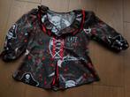 carnaval. Piraten shirt. Zwart/grijs/rood. Lengte 65 cm., Maat 38/40 (M), Carnaval, Ophalen of Verzenden, Zo goed als nieuw