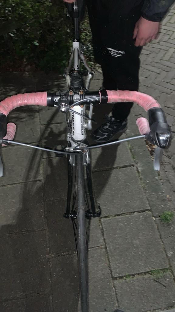 Moser racefiets wit met roze stuurlint, Fietsen en Brommers, Overige merken, 28 inch, Heren, Aluminium