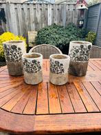 Vier prachtige bloempotten met reliëf, Tuin en Terras, Rond, Ophalen of Verzenden, Zo goed als nieuw, Aardewerk