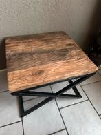 Bijzettafel mango hout met glasplaat, Huis en Inrichting, Tafels | Bijzettafels, Minder dan 45 cm, Minder dan 55 cm, Vierkant